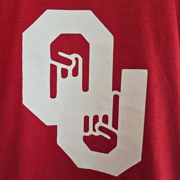 Oklahoma University OU T-Shirt Mens Medium Red White Only One Horns Down Sooners - Picture 2 of 6